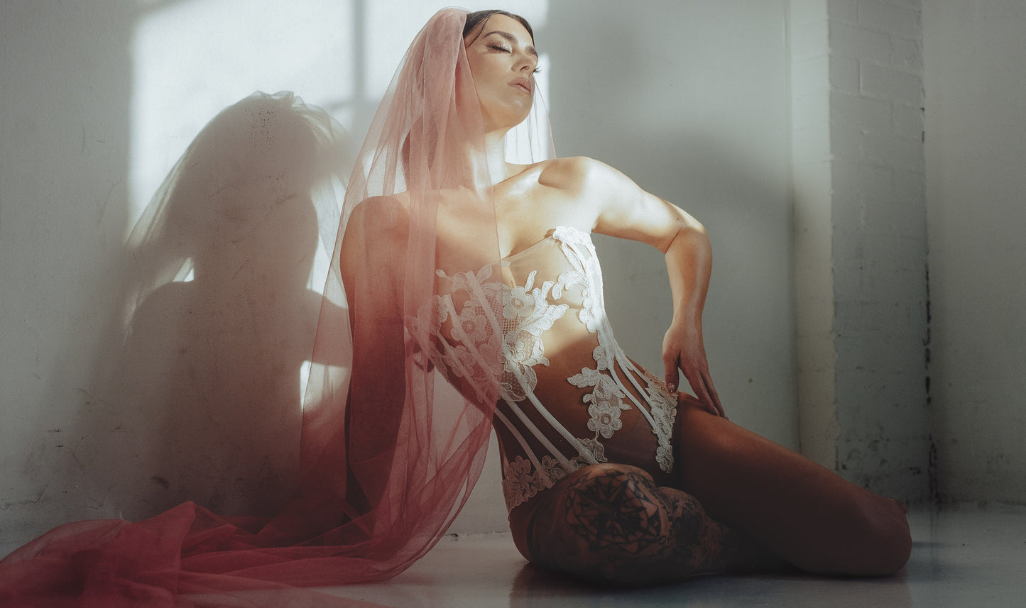 Desert Glow Veil - Pink French Tulle