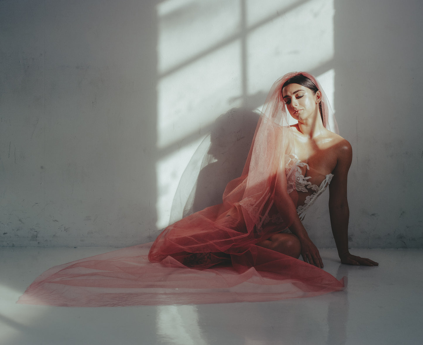 Desert Glow Veil - Pink French Tulle
