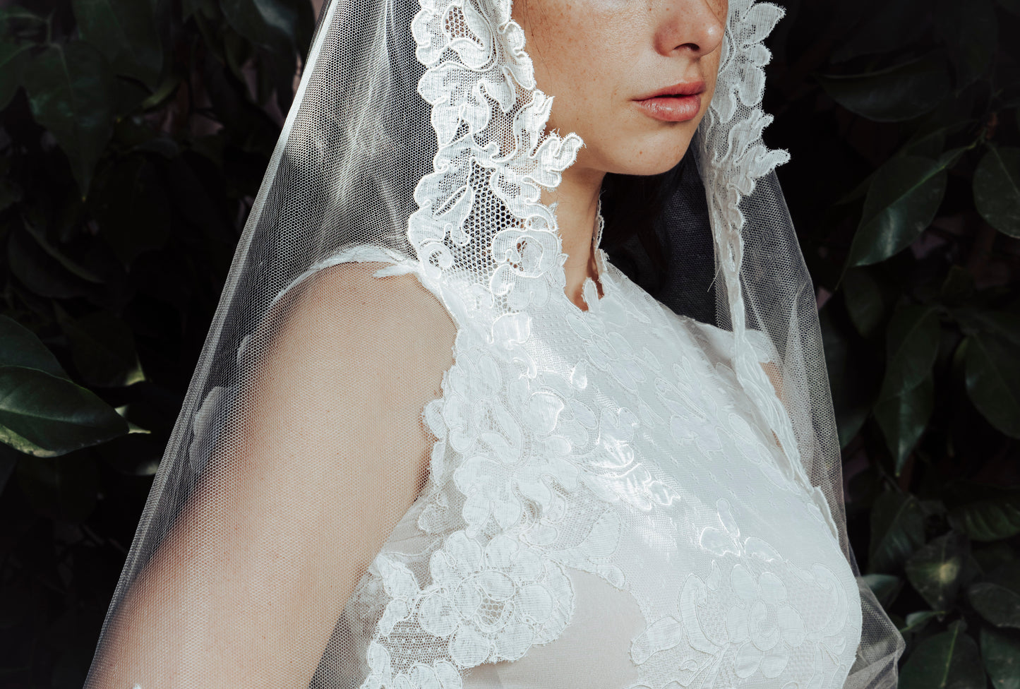 Legacy Veil - Ballet Length English Silk Tulle & French Lyon Lace
