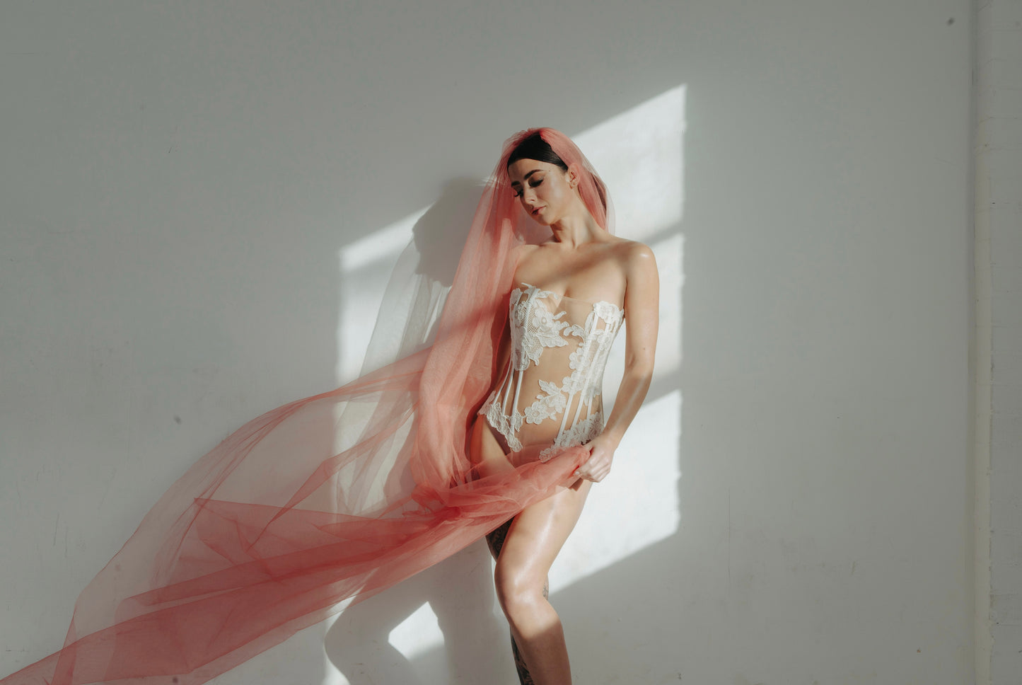 Stellaflora Bridal Bodysuit - French Tulle + Lyon Lace Applique | Couture Craftsmanship | Versatile Bridal Luxury