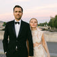 One-of-a-Kind Lace Cutout Gown with Silk Gauze Cape