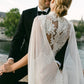 One-of-a-Kind Lace Cutout Gown with Silk Gauze Cape