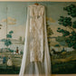 One-of-a-Kind Lace Cutout Gown with Silk Gauze Cape