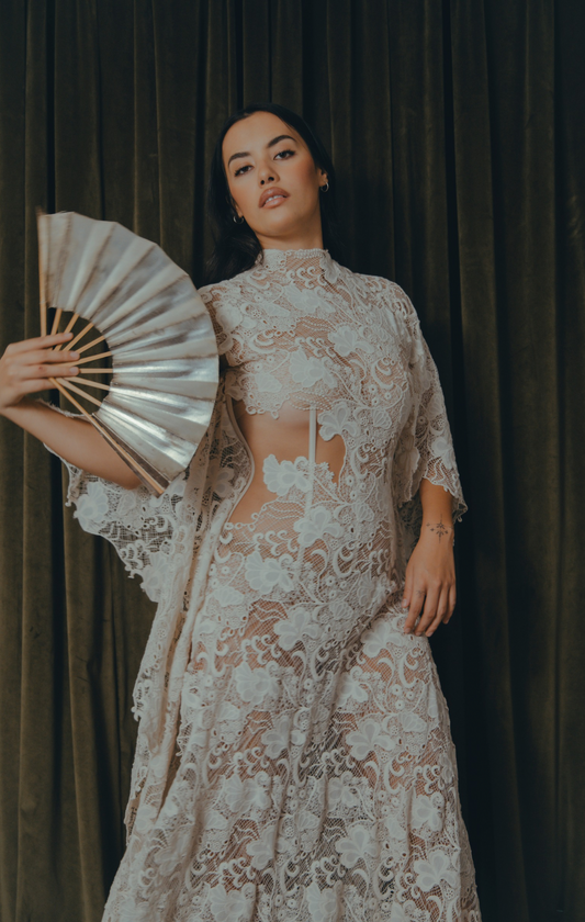 FIORE Floral Cotton Lace Gown