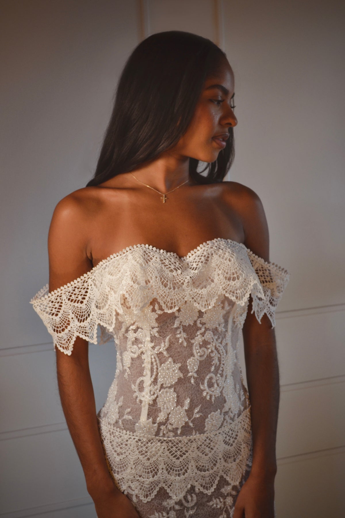 Alma Floor length off the shoulder dress