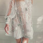 Ethereal Embroidered Silk Organza Mini Dress with Bishop Sleeves